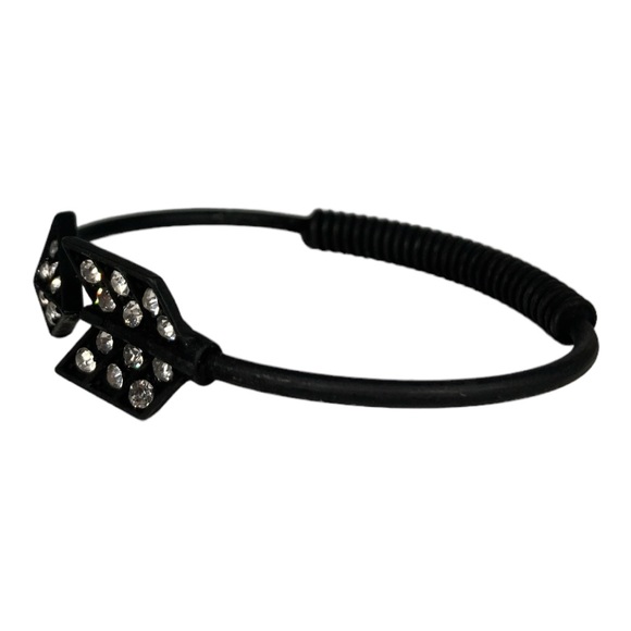 Matte Black Arrow Cuff Bracelet with Crystals - Picture 3 of 5